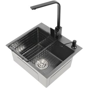 Senderpick - 40x45CM Granit Einbauspüle Küchenspüle mit Siphon Spüle Küchenarmatur