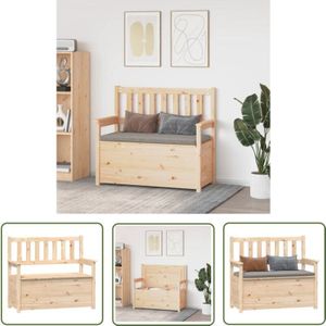 The Living Store - Sitzbank 112,5x51,5x96,5 cm Massivholz Kiefer - Holzbank - Kiefernholzbank - Stauraumbank - Wohnzimmersofa - Gartenbank
