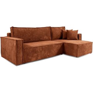 Umkehrbares Ecksofa mit 3 Sitzplätzen Ezekiel Cord Terracotta