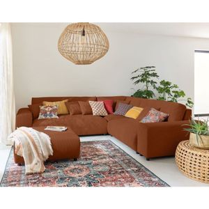 Lisa Design - Garance - 5-sitzer modulares ecksofa rechts - aus cordstoff - terrakotta