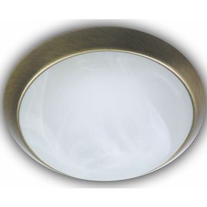 Deckenleuchte rund, Glas Alabaster, Dekorring Altmessing, ø 25cm