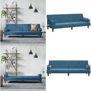 Vidaxl - Schlafsofa mit Armlehnen Blau Samt - Samtsofa - Schlafsofa - Sofa Mit Bettfunktion - Gästezimmer - Wohnraumgestaltung - Home & Living