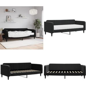 Vidaxl - Tagesbett mit Matratze Schwarz 90x200 cm Samt - Tagesbett - Schlafsofa - Gästebett - Samtcouch - Bett Mit Matratze - Home & Living
