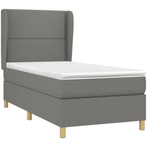 Vidaxl - Boxspringbett mit Matratze Dunkelgrau 100x200 cm Stoff