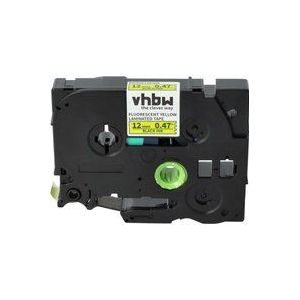 1x Schriftband-Kassette kompatibel mit Brother pt 1280VP, 1280VPS, 1290BT, 1280TG, 128AF, 1290 Etiketten-Drucker 12mm Schwarz auf Neon-Gelb - Vhbw