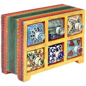 SpecR Decoration Ich spezifiziere mit 6 Kisten und gelben Juwelen 11x22x16cm 28379 - Signes Grimalt