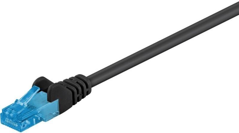 Cat 6A Patchkabel, u/utp, schwarz, Kupferleiter (cu), halogenfreier Kabelmantel (lszh). Kabellänge 0.5 m
