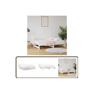 Tagesbett Ausziehbar Weiß 2x(80x200) cm Massivholz Kiefer - Tagesbett - Holzbett - Kiefernholzbett - Gästebett - Schlafsofa