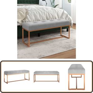 Sitzbank Grau 110x36x45 cm Samt - Sitzbank - Grau - Samtsofa - Wohnzimmer Dekoration - Bequeme Sitzfläche