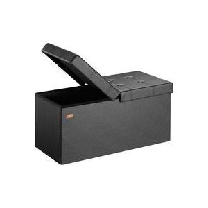 Deuba - casaria® Sitzbank mit Stauraum Faltbar Gepolstert Deckel Schlafzimmer Wohnzimmer Flur Sitztruhe Truhenbank Polsterbank l - Schwarz