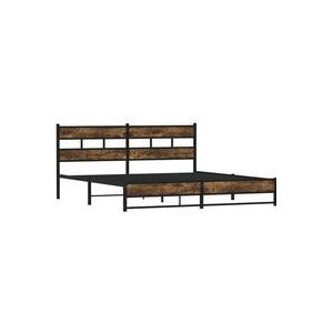 Metallbett ohne Matratze Räuchereiche 193x203 cm Vidaxl