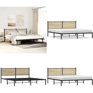 Vidaxl - Metallbett ohne Matratze Sonoma-Eiche 183x213 cm - Metallbett - Doppelbett - Boxspringbetten - Bettsystem - Schlafraum - Home & Living