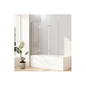 Boromal - 120x140cm Duschwand für Badewanne 3-teilig Faltbar Duschtrennwand Faltwand Badewannenaufsatz Duschabtrennung 5mm Nano Glas