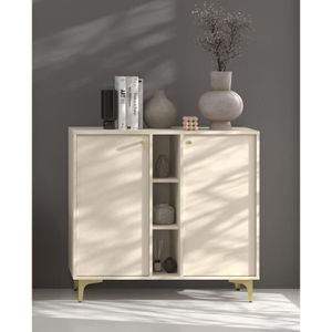 Kommode Tonkin 822 Sideboard mit vier Regalen und Sternbeine Beige - Furnix