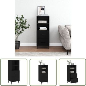 Sideboard Schwarz 34,5x34x90 cm Holzwerkstoff - Schreibtisch - Wohnzimmermöbel - Sideboard Schwarz - Modernes Design - Regal - The Living Store