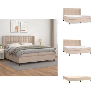 Boxspringbett Matratze Cappuccino-Braun 200x200cm Kunstleder - Boxspringbett - Betten - Doppelbett - Luxusbett - Lederbett