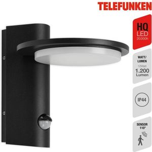 LED Außenwandleuchte Bewegungsmelder IP44 10W schwarz Metall Telefunken