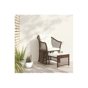 2-tlg. Garten-Lounge-Set mit Kissen Braun Poly Rattan