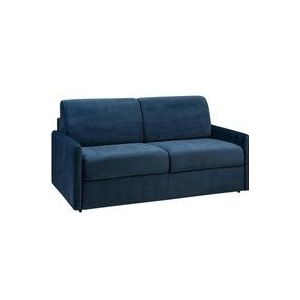Vente-unique - Schlafsofa 3-Sitzer - Liegefläche: 140 cm - Matratzenhöhe: 18 cm - Samt - Dunkelblau - calife