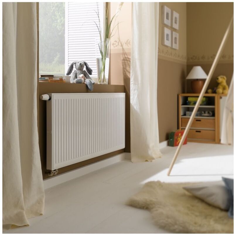 Kermi Profil-V therm-x2 Flachheizkörper Typ 33 Weiß 500x155x1100mm Ventil rechts mit Abdeckung 2138W bei 75/65/20 Grad C