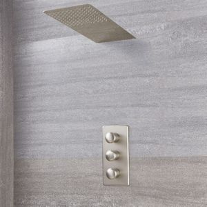Aldwick - Thermostatarmatur mit Wasserfall-Regen-Duschkopf - Gebürstetes Nickel - Hudson Reed