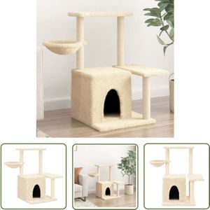 The Living Store Kratzbaum mit Sisal-Kratzsäulen Creme 83 cm - Katzenkratzbaum - Kratzbaum Sisal - Katzenmöbel - Kratzbaum Creme - Katzenhaus