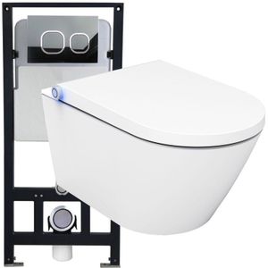 Bernstein - WC-Komplettpaket 17 Dusch-WC Basic 1102 mit Vorwandelement G3004A und Betätigungsplatte Modell weiß Glas
