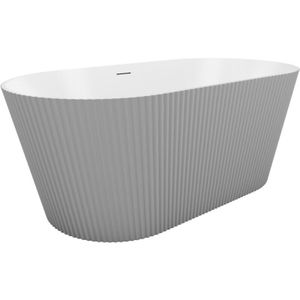 Vente-unique - Freistehende Badewanne - gerippt - 255 l - 149 x 73 x 58 cm - Acryl - Grau matt - cobiana