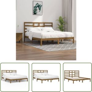 The Living Store Massivholzbett Honigbraun 200x200 cm - Holzbett - Massivholzbette - Kiefernbett - Doppelbett - Bettgestell