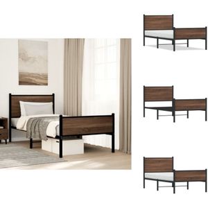 Vidaxl - Metallbett ohne Matratze Braun Eichen-Optik 80x200 cm - Metallbett - Doppelbett - Boxspringbetten - Eiche Optik - Bettsystem