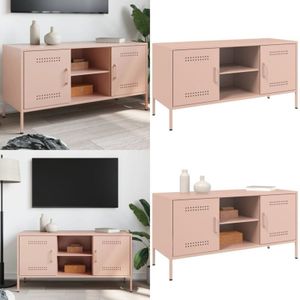 Vidaxl - TV-Schrank Rosa 100,5x39x50,5 cm Stahl - tv Schrank - Industriestyl - Rosa - Metallregal - Fernsehtisch - Home & Living