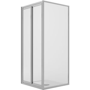 Idralite - Duschkabine eckig Fest+ Saloon mit 2 Schwenktüren Klarglas h 198 mod. West 80x80 cm Öff. 80