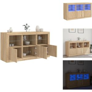 Sideboard mit LED-Leuchten Sonoma-Eiche 123x37x67 cm - Sideboard - Wohnzimmermöbel - Holz Sideboard - Eichefarben - Beleuchtung