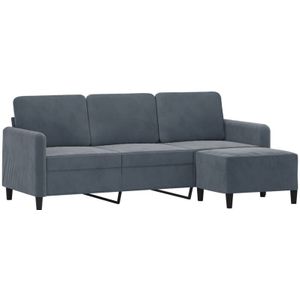 Vidaxl - 3-Sitzer-Sofa mit Hocker Dunkelgrau 180 cm Samt