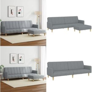 Vidaxl - Schlafsofa 2-Sitzer mit Fußhocker Hellgrau Stoff - Schlafsofa - Couch - Gästebett - Wohnzimmersofa - Sofabett - Home & Living