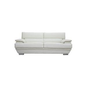 Miliboo - Design-Ledersofa drei Plätze verstellbares Kopfstück Weiß ewing - Büffelleder