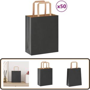 Papiertragetaschen 50 Stk. mit Henkeln Schwarz 18x8x22 cm - Vidaxl