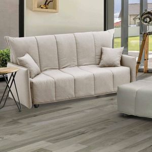 Schlafsofa Dabali, 2-Sitzer-Sofa, 100% Made in Italy, Wohnzimmersofa mit Trolley-Öffnung, aus gepolstertem Stoff, mit Standard-Armlehnen, Cm
