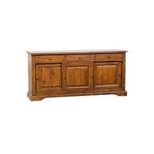 Biscottini - Country Sideboard aus massivem Lindenholz mit Nussbaum-Finish L197xPR50xH91 cm. Made in Italy