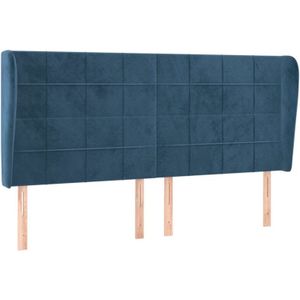 Kopfteil mit Ohren Dunkelblau 183x23x118/128 cm Samt Vidaxl
