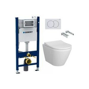 Geberit - WC-Pack Duofix Vorwandelement 112cm + Vitra Integra wc ohne Spülrand + Softclose-Sitz + Betätigungsplatte