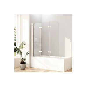 Boromal - badewannenfaltwand 3-teilig Weiß 120x140cm duschwand für badewanne glas faltbar badewannenaufsatz