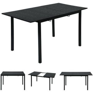 Meubles Cosy - Industrieller ausziehbarer Esstisch für 4 bis 6 Personen aus schwarzem MDF-Holz, schwarze Metallbeine - Schwarz