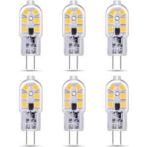 ZVD - 6er-Pack G4-LED-Lampen, 2 w, 12 v ac/dc, Kaltweiß 6000 k – entspricht 10 w 20 w Halogen, nicht dimmbar, Bi-Pin G4-LED für Kronleuchter/Wohnmobil