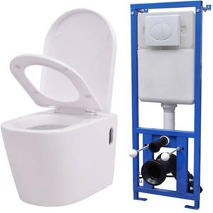 Hänge-Toilette mit Einbau-Spülkasten Keramik Weiß