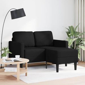 Torana - 2-Sitzer-Sofa mit Chaiselongue L-Form Schwarz 125 cm Kunstleder