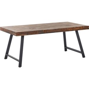 Beliani - Esstisch Dunkelbraun aus Kiefernholz 180 x 90 cm Schwarze Metallbeine Industrial Stil Esszimmer Wohnzimmer