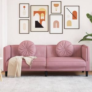 Sofa mit Kissen 3-Sitzer Rosa Samt Vidaxl