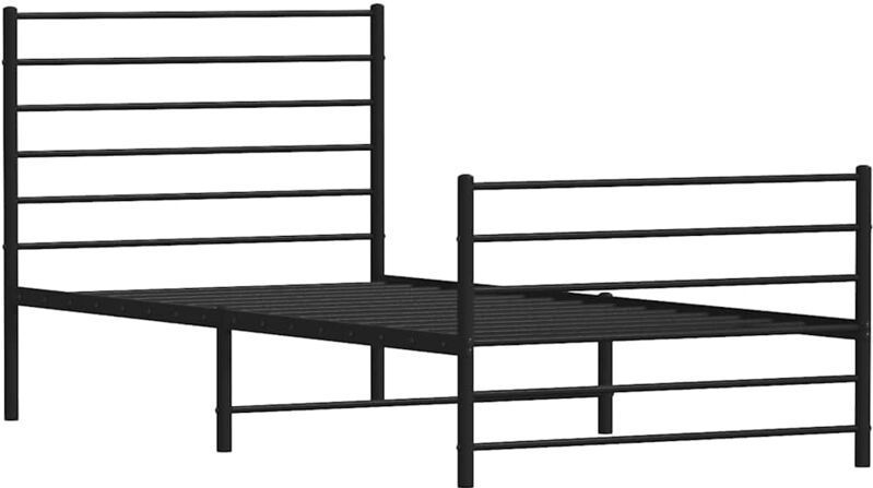Bettgestell mit Kopf- und Fußteil Metall Schwarz 100x190 cm vidaXL