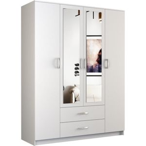 Roma Großer Schrank Zimmer Büro Multifunktionaler Kleiderschrank 2 Türen 2 Spiegel 2 Schubladen Aufbewahrungsmöbel Regale